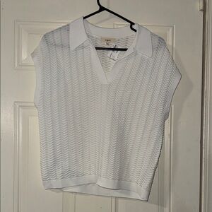 SUNCOO White Textured Knit Blouse